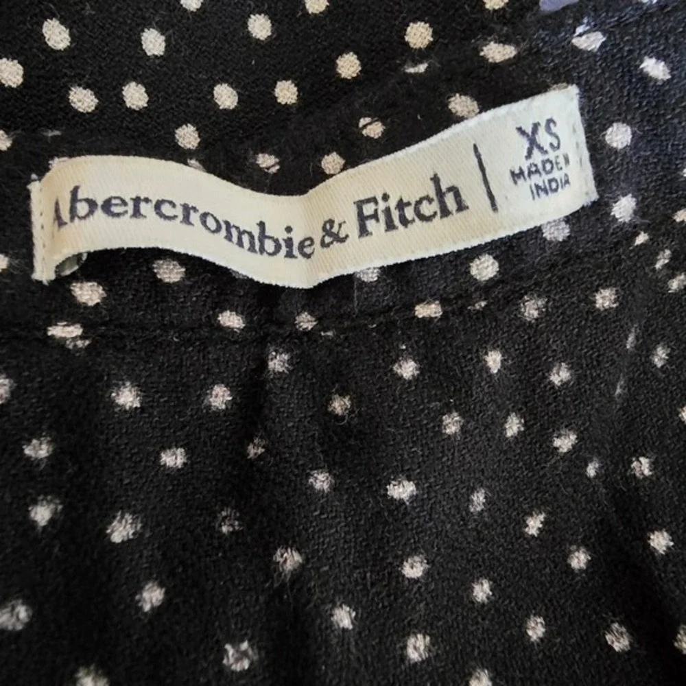 Abercrombie & Fitch‎ Black Polka Dot Ruffle Hem Midi Skirt Size XS Bohemian